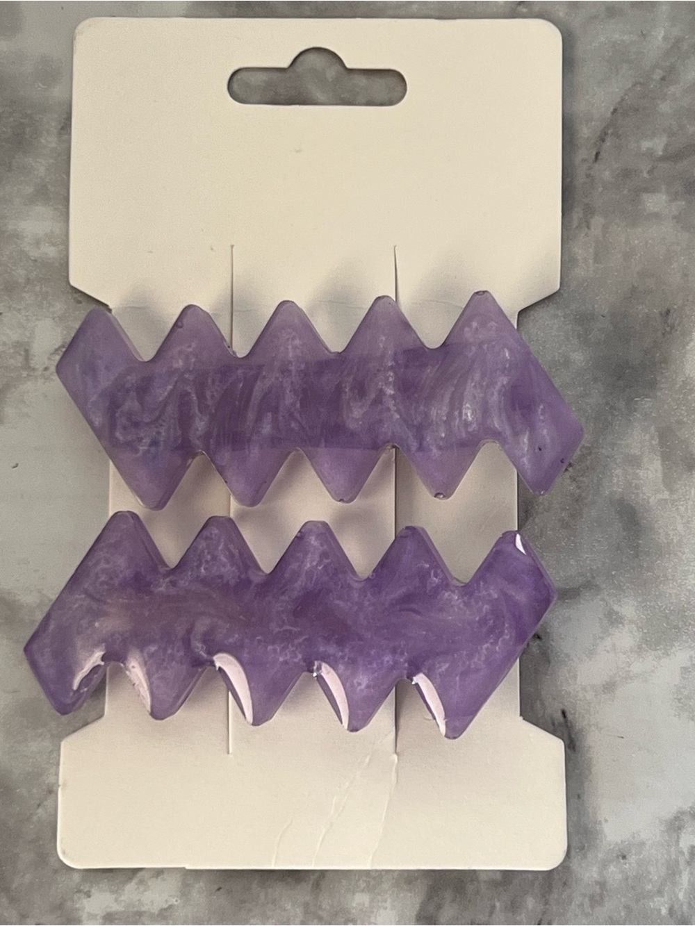 Purple Zigzag Acrylic Hair Clips - Set of 2